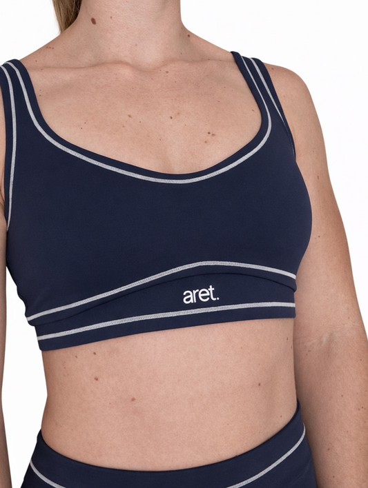 Set Azul Marino Ribete Blanco